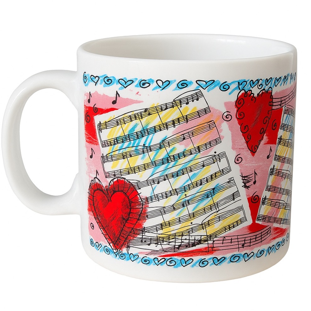 Vintage Russ Berrie Hearts and Music Mug